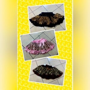 Childs Size 6/8 Pink Brown or Black Animal Print Layered Tutu Pettiskirt NWT